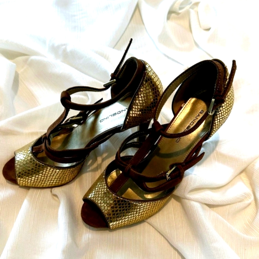 Bandolino brown and gold heels - Picture 3 of 3